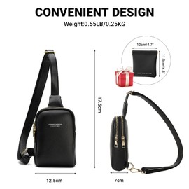 LIWEGHT Small Sling Bag for Women PU Leather Crossbody Bag Fanny Packs Purse Chest Bag Shoulder Travel Belt Bag Fashion Waist Packs(Black)