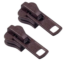 BIG-SAM Zip for Kramp Zips, Pack of 2, for 8 mm Zips, Silver, Blue, Red or Black, for example Bags or Purses (Dark Brown)