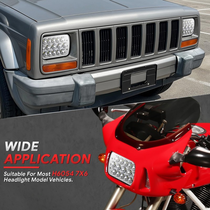 CAAP DRIVEN H6054 Pair 5x7 7x6 LED Headlights Rectangular Hi/Low