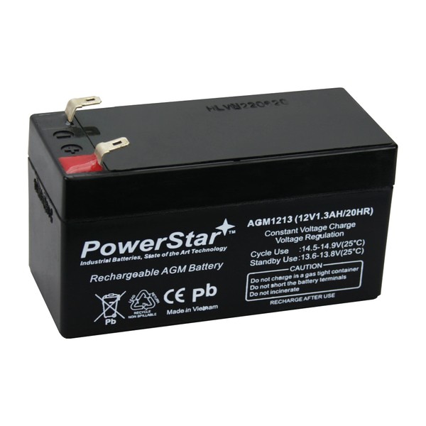 PowerStar Replacement for Panasonic LC-R121R3P SLA Battery 12V 1.3Ah Rechargeable