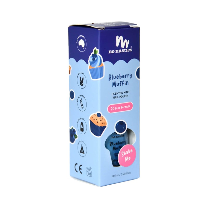 No Nasties Kids Scented Nail Polish - Blueberry Muffin, Blue