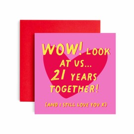 Huxters Wedding Anniversary Card for Husband or Wife - 21 Years Together - Anniversary Card for Mum or Dad - 14.8cm (21st)