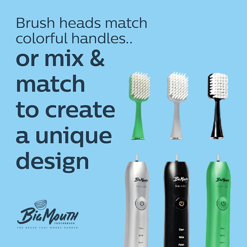 Big Mouth Sonic Electric Toothbrush Replacement Heads – Soft Bristles,