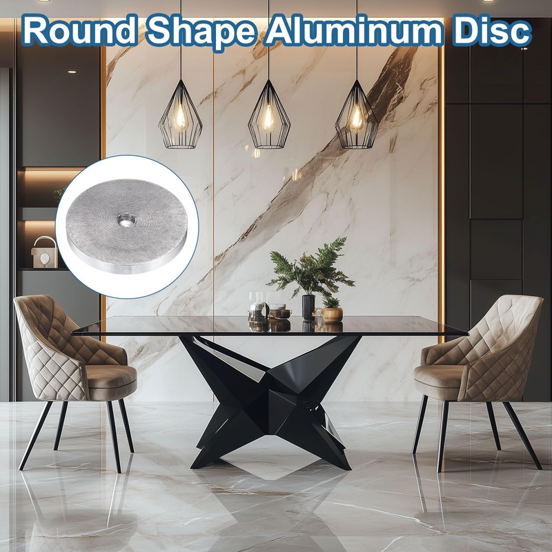 uxcell 4Pcs Round Shape Aluminum Disc, M10 Thread 60mm Diameter