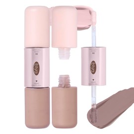 HOJO WOO Double Ended Liquid Contour & Highlighter, Shading & Highlight, 2-in-1, High Color, Natural 3D Texture, Pore Coverage, Long Lasting, Waterproof, Sweatproof, Portable, #2 Cream Violet