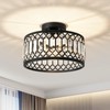 Pevfah Crystal Black Ceiling Light, Modern Semi Flush Mount Ceiling