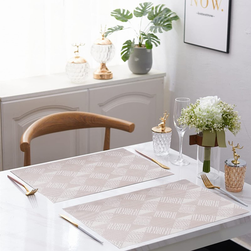ASYOUWISH Set of 6 PVC Kitchen Table Place Mats, Non-Slip