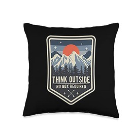 Smarty Pants Designs Think Outside No Box Required, Hiking, Camping, Outdoors Throw Pillow, 16x16, Multicolor