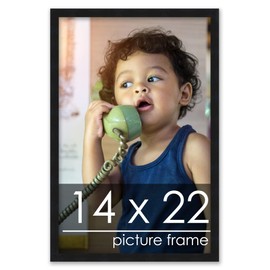 Poster Palooza 14x22 Frame Black Solid Wood Picture Frame | 0.75 Inch Moulding Width | Includes UV Acrylic Plexiglass, Foam Board Backing & Hanging Hardware