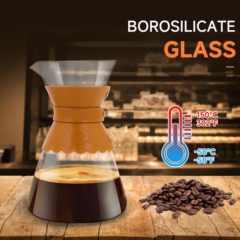 YMMIND 34oz Pour Over Coffee Maker with Double Layer Stainless