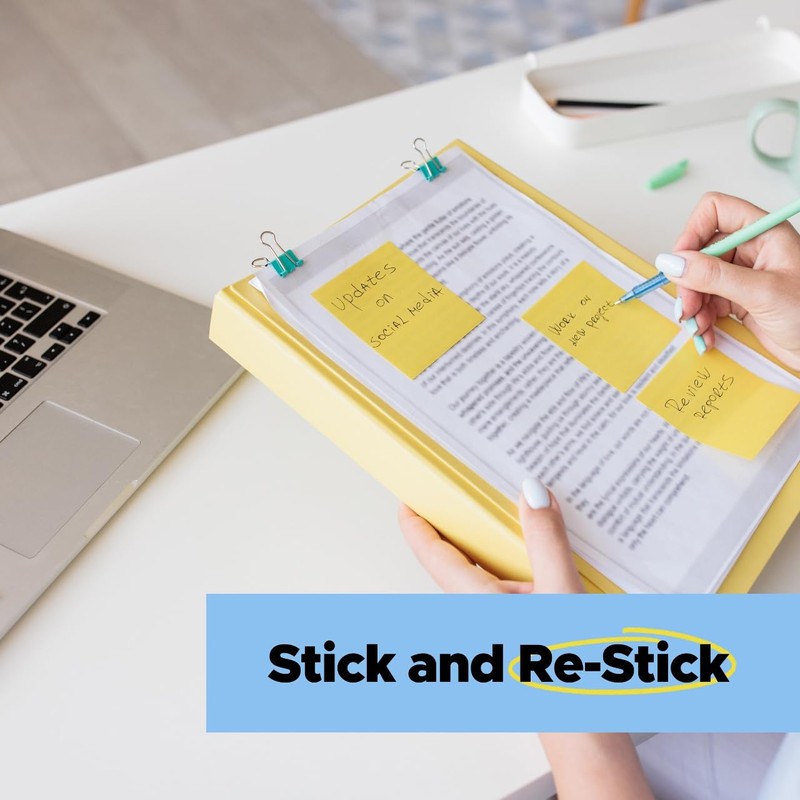 Post-it 100% Recycled Super Sticky Notes, 3 x 3 in,