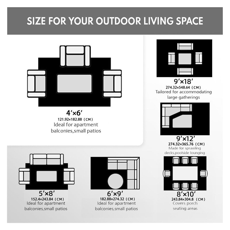 wikiwiki Outdoor Rug, 5x8ft Waterproof Reversible Mat Indoor Outdoor Rugs