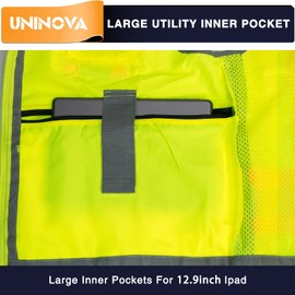 UNINOVA Surveyor Safety Vest Reflective for Men, Class 2 Heavy Duty Safety Vests Reflective with Pockets and Zipper,High Visibility Construction Work Vest