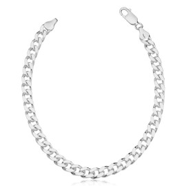 925 Sterling Silver Classic Curb Link Chain Bracelet (5.6 mm, 9 inch)
