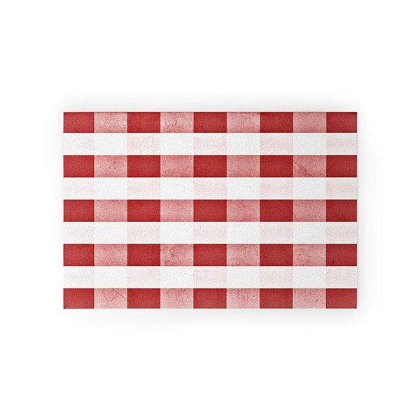 Society6 Monika Strigel Farmhouse Shabby Gingham Red Checkered Plaid Welcome
