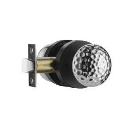 STARPY Black Door Knobs with Round Rosette, Interior Door Handles for Bath & Bed, Heavy Duty Door Knob with Lock