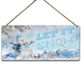 Christmas Snowman Outdoor Decorations Wall Decor Wooden Signs Hanging Wall Plaque Christmas Wood Sign Winter Snowman Door Sign for Home Restaurant Bar Cafe Office Outdoor Decor 12 x 4 Inches
