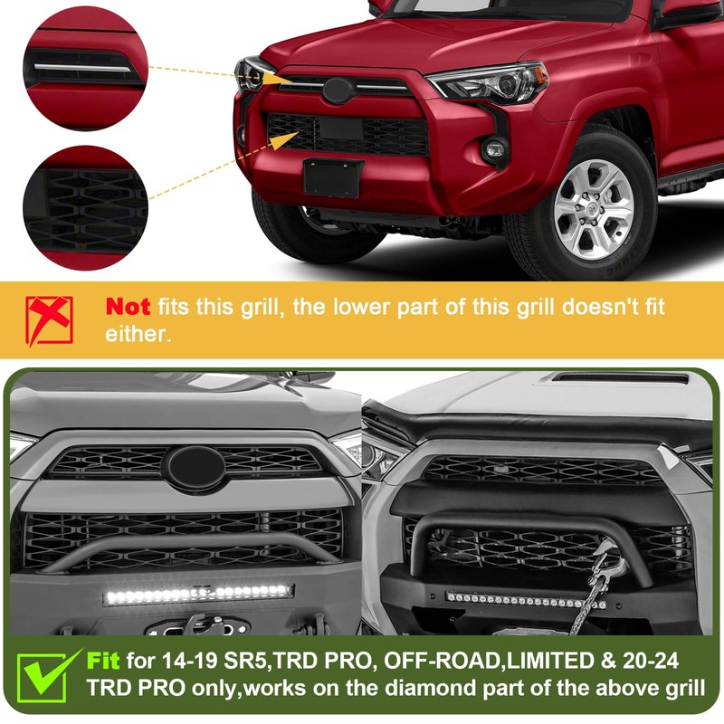 BreTrewri 4pcs Amber Led Grill Lights for 2014-2019 Toyota 4runner
