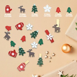 Wooden Slice Christmas 100 Piece Set Snowflake Christmas Tree Reindeer Gloves Wood Chip Slice Wood Wood Wood Christmas Ornament Decoration DIY Material Craft Material Room Decoration