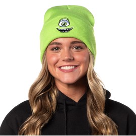 NEFF Monsters Inc. Mike Wazowski Embroidered Face Fold Cuff Adult Beanie OSFM Green