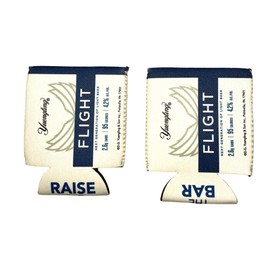 Yuengling Lager Flight Beer Can Bottle Coolie Insulator Covers | Set of Two (2) White