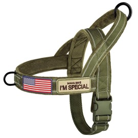 Forestpaw No Pull Dog Harness - Soft Flannel Padded Tactical Dog Vest Harness with Quick Release Buckle, Adjustable Reflective Pet Harness for Medium Large Dogs Walking Training,Green L