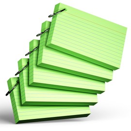 250 Count Green Index Cards with Ring 3 x 5 Inch Heavyweight Ruled Index Cards, Flash Cards for School & Office Supplies and Home Organization, Durable Study To Do List Note Cards with Ruled Lines