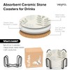 VEYRO Absorbent Ceramic Coasters Set of 6 with Holder
