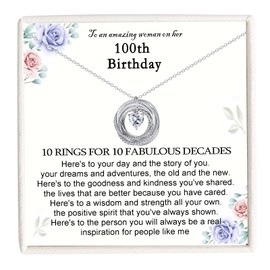 EFVISD 100th Birthday Gifts for Women, 100 Year Old Birthday Gifts Ideas, Happy 100th Birthday Necklace Jewelry for Nana Grandma Mom Friend Sister Wife Nana Aunt