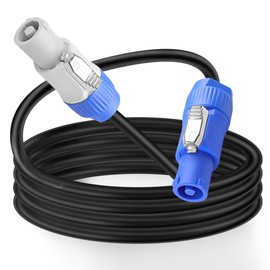 MEIRIYFA PowerCon Cable Power Extension Cord Professional AC 16AWG 3 PIN Male to Male Blue in to Gray Out Power Connector for LED Screen Beam Moving Head Light,Stage Light,Speaker (3.28FT)