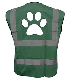Dog Paw Green Hi Vis Viz Safety Vest Waistcoat For Humans, Reflective High Visibility Work Wear, Dog Walker, XLarge