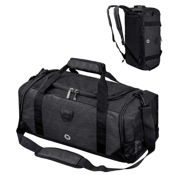 Gym Duffle Bag Backpack Waterproof Sports Duffel Bags Travel Weekender Bag for Men Women Overnight Bag with Shoes Compartment Black