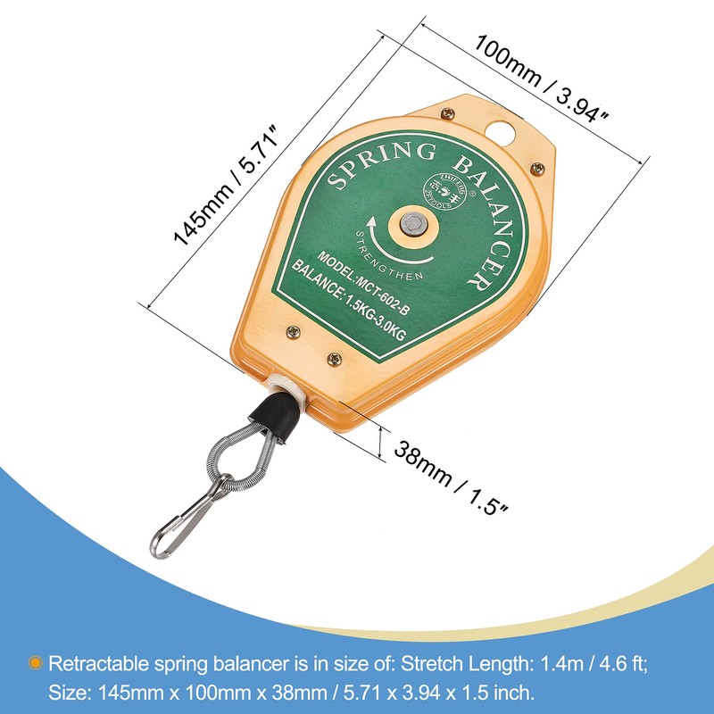 sourcing map Retractable Spring Pulley Tool Holder Hanging Device 3.3-6.6lbs