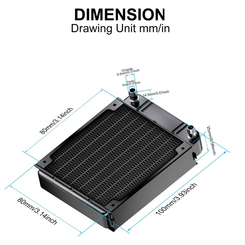 Clyxgs 8 Pipe Aluminum Heat Exchanger Cooling Water Drain Water