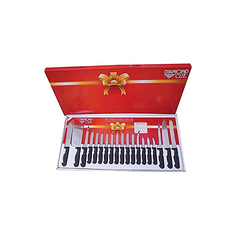 Diamond Cut Kitchen Utensil 19 Piece Cutlery Set, Multisizes