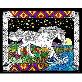 Stuff2Color Midnight Bronco - 16x20 Fuzzy Velvet Coloring Poster