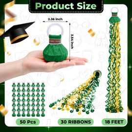 WinnerWhy 50 Pcs Graduation No Mess Confetti Popper Hand Throw Streamer Popper Bulk Colorful Party Confetti for 2025 Congrats Grad Birthday Wedding Party Celebration Supplies (Gold, Green)