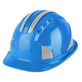 FILFEEL Safety Helmet, Worker Construction Site Protective Ventilate ABS Hard Hat Reflective Stripe Helmet(Blue)
