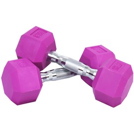 Fitvids Colored Rubber Encased Hex Dumbbell, 10LB Pair