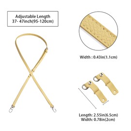 KOMHPS Purse Straps Replacement, Leather Handbag Crossbody Shoulder Strap Adjustable for Longchamp Bag Women(Wheat Yellow)