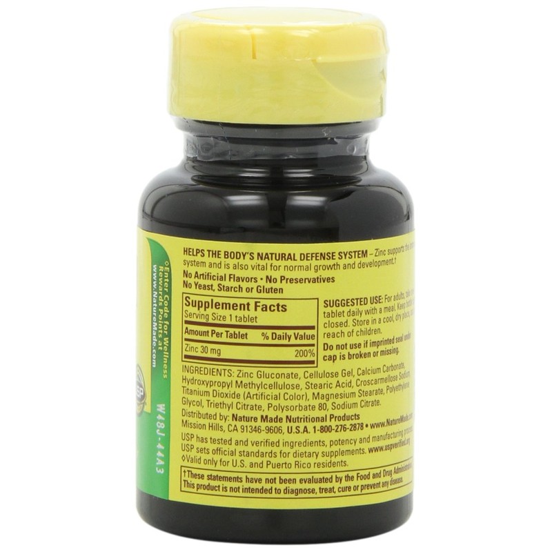 Nature Made Zinc 30mg, 100 Tablets (Pack of 6)