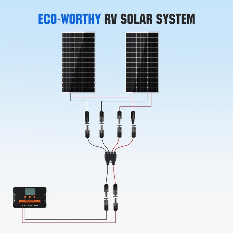 ECO-WORTHY Integrated Solar Connector 2-4 Y Branch Parallel PV Adapter