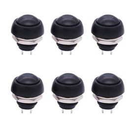 Twidec/6Pcs 12mm 1/2" Mounting Hole On Off Mini Round Waterproof Momentary Push Button Switch Black PBS-33B-BK
