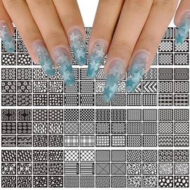 MOLILON Airbrush Stencils for Nails Air Brush Nail Stickers Decals Printing Templates Stencil Tool Moon Star Heart Butterfly Hollow Nail Art Stickers for Nail Designs (144 Designs, 24 Sheets)