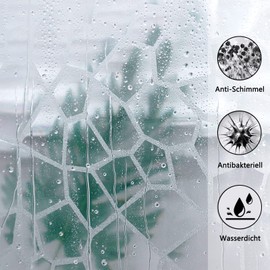 AooHome Waterproof Shower Curtain 120 x 180 cm with 3 Magnets at the Bottom, Eva Semi-Transparent 3D Pattern with 8 Rings, Anti-Mould for Bath, Bath Curtain