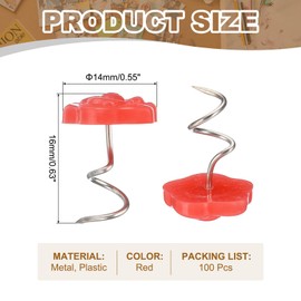 PATIKIL 100 Pcs Upholstery Twist Pins, Headliner Bed Pins Furniture for Bed, Armrest, Slipcovers, Skirt, Bed Skirts, Fabric, Sofa(Red Rose, 0.63 x 0.55 Inch)