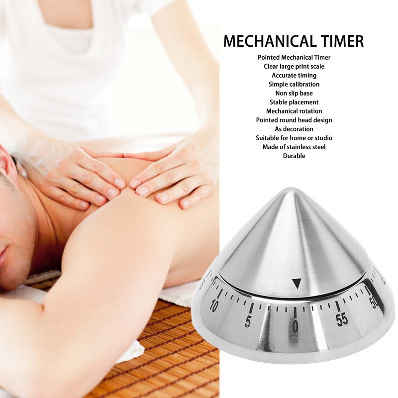 Pointed Mechanical Timer Clear Scale Stainless Steel Cooking Mechanical Reminder