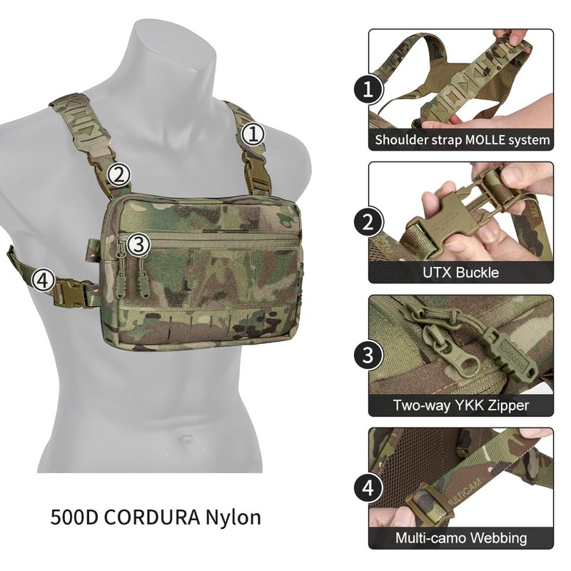 TOPTACPRO Tactical Chest Pack Recon Kit Bag Multi-Function Tool Pouch