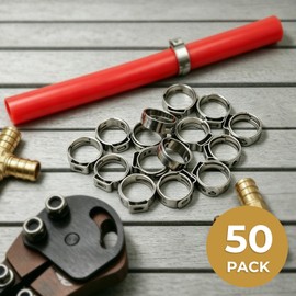 SECKWHALE 50 Pack 1/2 Inch PEX Cinch Clamps, 304 Stainless Steel PEX Crimp Rings,Single Ear Hose Clamps for PEX Pipe Tubing Fittings Connections