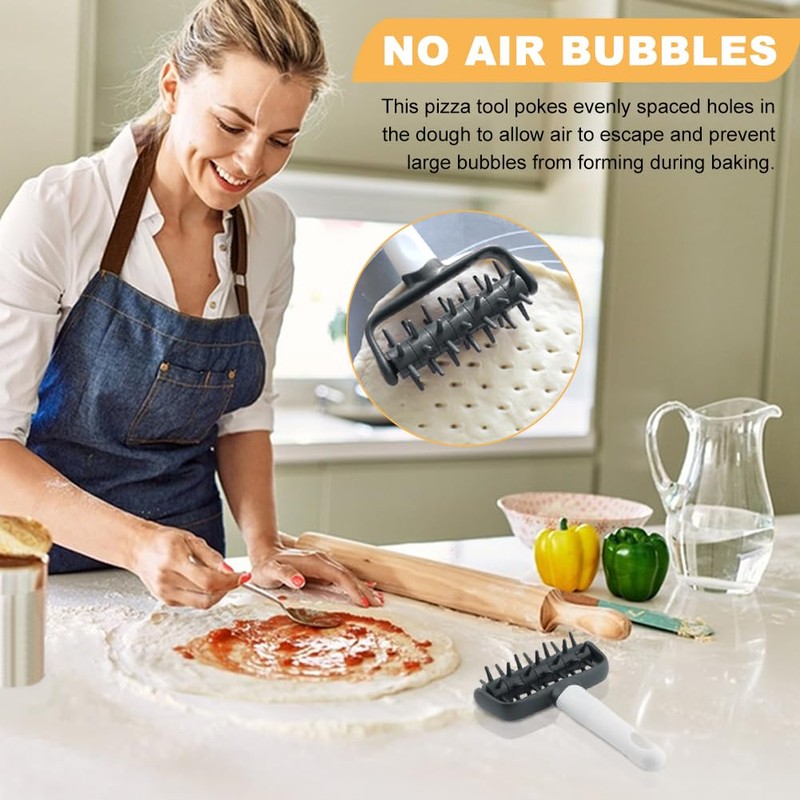 Pizza Dough Docker, Plastic Pizza Roller Spikes Prevents Air Bubbles